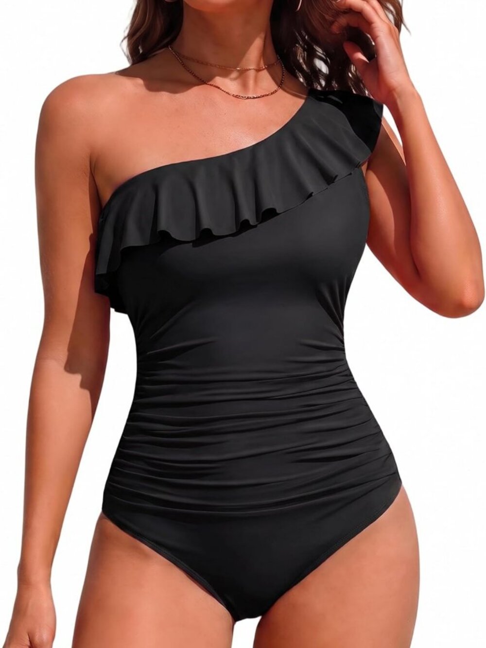 Stylish One Shoulder Women's One Piece Swimsuit with Tummy Control - Bathing